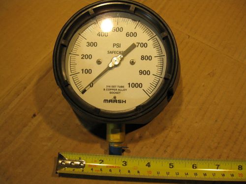 Marsh 4“ Safecase Pressure Gauge 0-1000 PSI 1/4“ NPT 316 SST Tube Copper Alloy