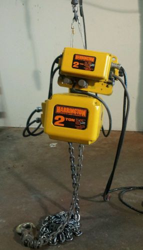 Harrington 2 ton electruc chain hoist with motorized trolley for sale