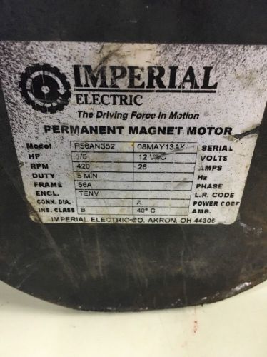 Imperial electric p56an352 permanent magnet motor .5hp 12 volt for sale