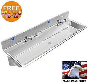 ADA HAND SINK 2 STATION 72&#034; MADE IN AMERICA VANDAL RESISTANT METERING FAUCET