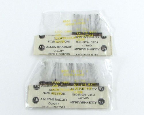 Lot (76) Allen-Bradley, RCRO7G102JR,  Fixed Resistors, 1000 OHMS 1/4 Watt