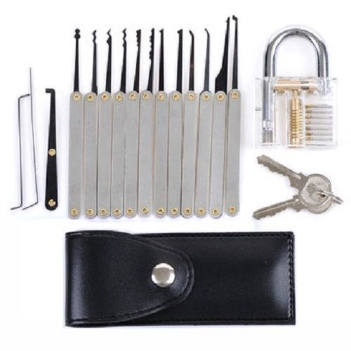 12pcs Unlocking Lock Pick Set Key Extractor Tool Lock With Practice Padlock