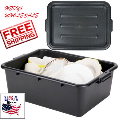 12-Pack 20&#034; x 15&#034; x 7&#034; Black Polypropylene BUS TUB, Bus Box and LIDS 70221157 BK