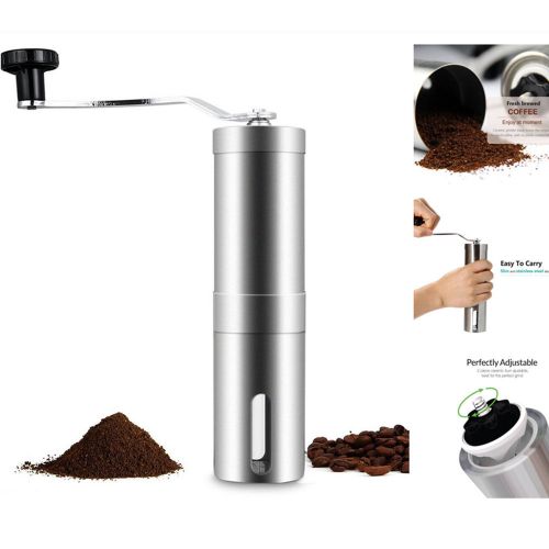 Ceramic Burr Manual Coffee Grinder Portable Hand Crank Stainless Coffee Mill New