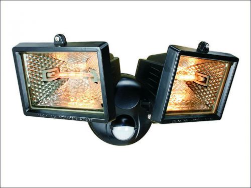 Byron - ES120/2 Twin Halogen Floodlights with Motion Detector Black 150 Watt