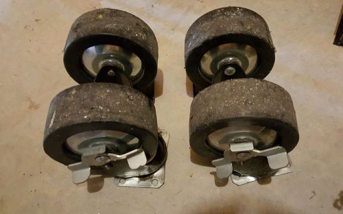 5&#034; X 2&#034; Waterloo Tool Box Casters Set w/ Brakes 2 Swivel &amp; 2 Rigid