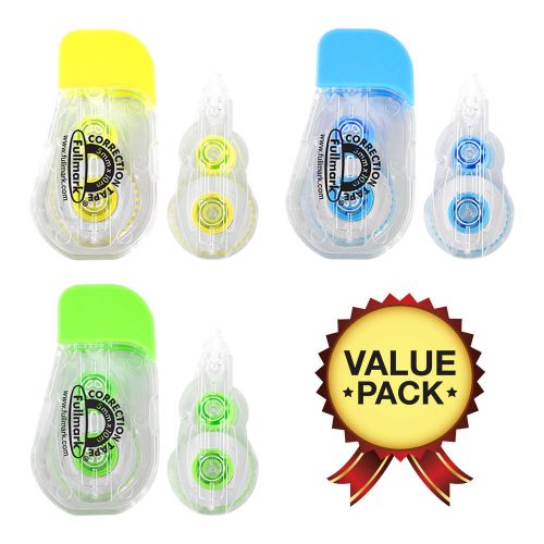 Fullmark model g refillable correction tape - 3+3 pack (0.2&#034; x 394 inches each) for sale