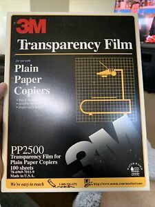 3M Transparency Film For Plain Paper Copiers PP2500 Sheets 8.5”x11” Open Box
