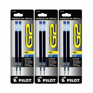 Pilot G2 Gel Ink Pen Refills, Bold Point, 1.0mm, Blue Ink, 6 Refills