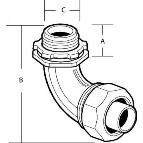 Metallic liquid tight 90 deg connector 1/2&#034; b491 topaz electric b491 for sale