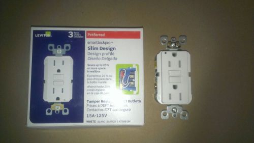 3 PACK -&#034; NEW IN BOX &#034;  LEVITON X7599-W SMART LOCK PRO / TAMPER RESISTANT GFCI