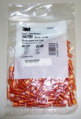 100 pcs 3M 94798 Terminal-Female Disconnect 22-18 AWG