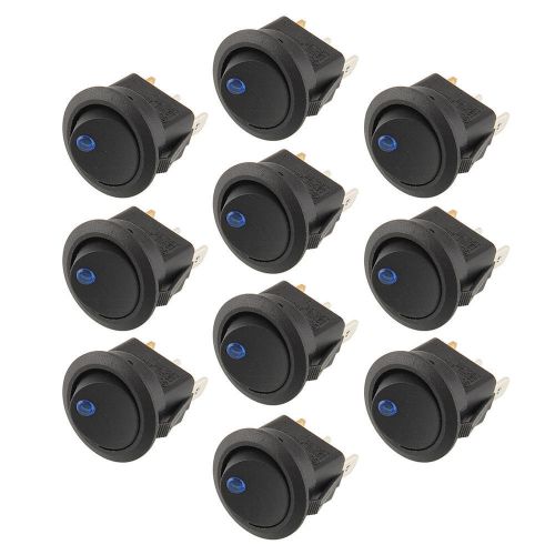 10pcs Blue LED Lighted Dot Round Rocker Switch 3Pin 19mm Car Boat Vehicle