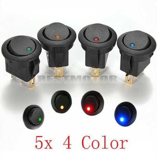 20pcs led dot light car auto boat round rocker on/off toggle spst switch 12v for sale