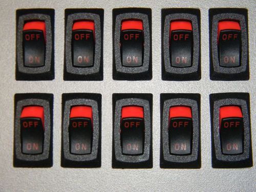 AIRCRAFT AVIONICS ROCKER SWITCH SET OF 10, US MADE BY CARLING, HI VIS RED, 16AMP