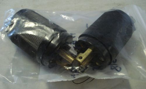 HUBBELL HBL7594 PLUG,MIDGET TWIST-LOCK,2 POLE,15A,125V,3 WIRE GROUNDING LOT OF 2