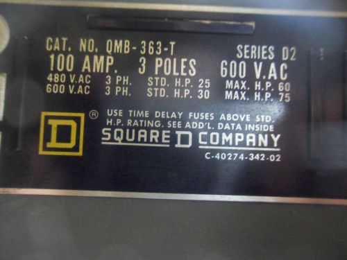 (Q8-4) 1 NEW SQUARE D QMB-363-T FUSE PANEL