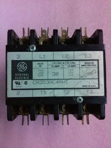 GENERAL ELECTRIC  CR353AC4AH1 30A 4 Pole Contactor 24VAC Coil