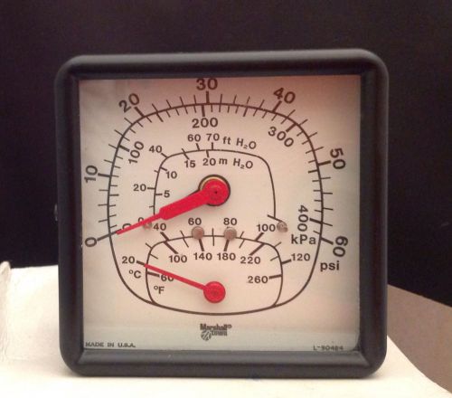 MARSHALLTOWN Square TRIDICATOR #L-90484 psi kPA ft meter Fahrenheit Celsius NEW