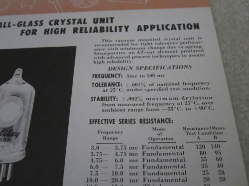 VINTAGE BROCHURE LEAFLET BLILEY BG7 60&#039;s 503A QUARTZ CRYSTAL FREQUENCY CONTROL