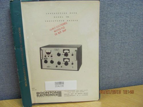 BOONTON MODEL 63A: Inductance Bridge - Instruction Manual w/schematics # 17589