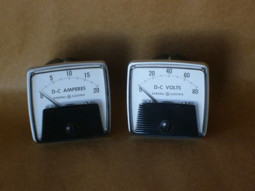 General Electric GE Panel DC Volt &amp; Amp Gauges DW-91 0-80 Volts 0-20 Amps