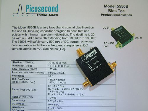 BIAS TEE  100KHz - 18GHz   PICOSECOND  5550B