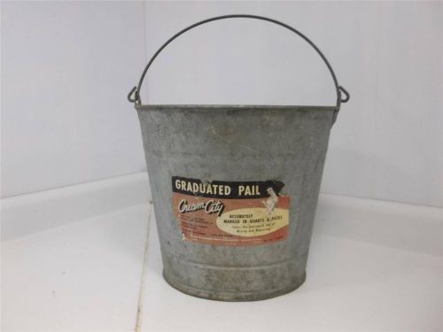 Jones&amp;Laughlin Steel Cream City Graduated Pail Galvanized Bucket 142 New Vtg