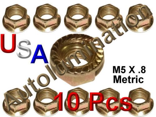 Zinc Plated Flange 8mm Serrated Hex Nuts M5 x .8 Metric Thread Car Body Hardware