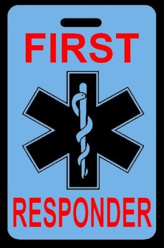 Sky-blue first responder luggage/gear bag tag - free personalization - new for sale