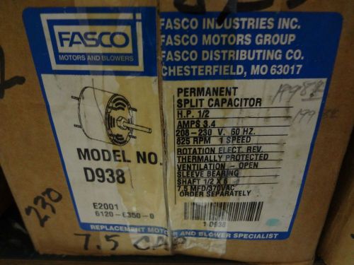 FASCO BLOWER MOTOR D938 S88-998 RHEEM RUUD 1/2 HP 208/230V 825 RPM  NEW   