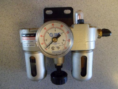 SMC NAU100 Relieving Lube Unit Pneumatic Filter Regulator Air 7-100 PSI