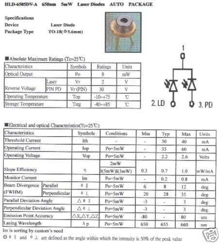 650nm 5mW laser module 3VDC  adj. lens sping mount
