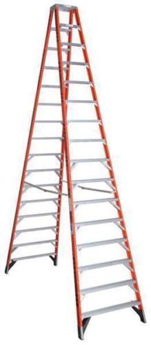 WERNER  Double Sided Stepladder, Fiberglass, 16 ft., 300 lb., 15 Steps used