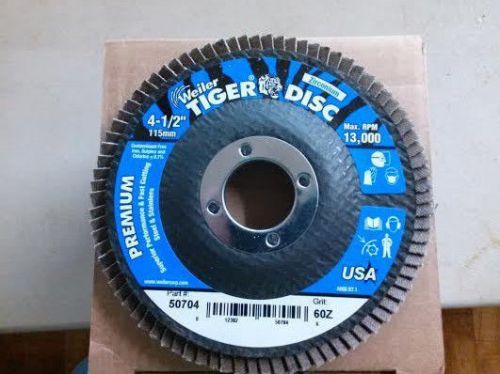 Weiler Tiger Abrasives 4.5&#034; x 6oz x 7/8&#034; A.H. Flat Disc 10pc Lot #50704