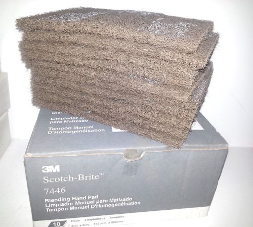 1 Box  LOT OF 10 3M SCOTCH BRITE BLENDING HAND PADS 7446 6&#034; X 9&#034;