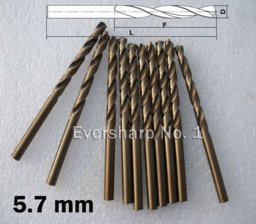 Lot 10pcs Cobalt Twist Drill Bits M35 HSS 5.7mm (.2244&#034;) Stainless Steel Drills