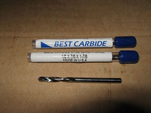 1/8&#034;(.1250)SOLID CARBIDE 15DEG HELIX 135DEG SPLIT PT SCREW MACH DR BIT LOT of 3