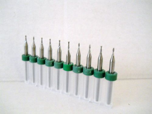 TEN 2 Flute  Micro Carbide End Mill bits 1.00 mm (.0394&#034;) -  Router PCB dremel