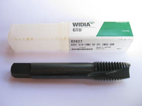 New Greenfield WIDIA Gun Tap 3/4-10 NC H3 3FL HSS Black Oxide