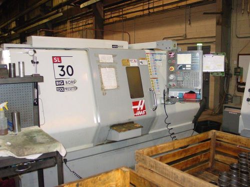 2007 haas model sl-30 big bore cnc lathe, 15&#034; chk, 40 hp, auto door, low hours for sale