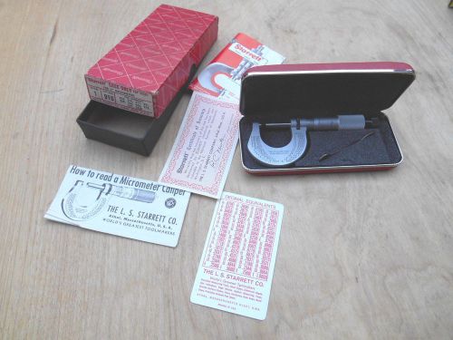 Starrett no. 230 micrometer , 0-1&#034; , .0001&#034; with case and box for sale