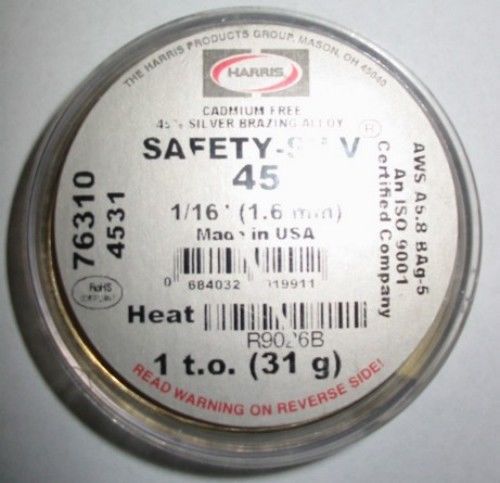 HARRIS SAFETY-SILV 45 SILVER BRAZING ALLOY - 1 t.o.