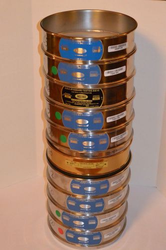 10 assorted 8&#034; round test laboratory sieves! 8 vwr, 2 tyler! 30-325! 9 astm e-11 for sale