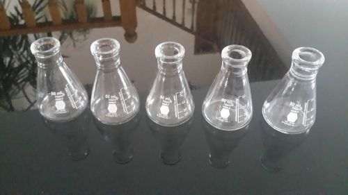 5 Kimble Kimax Glass 50mL Conical Erlenmeyer Graduated Heavy Duty Flask 26500