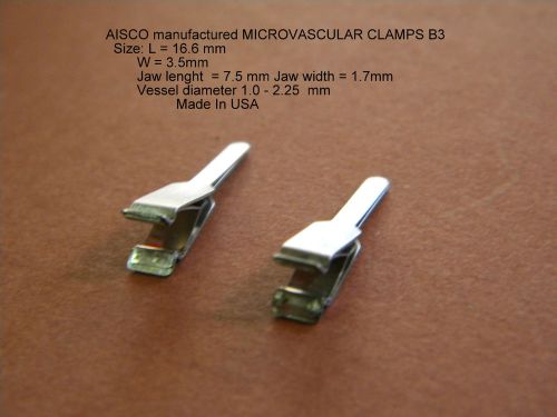 MICROVASCULAR CLAMPS B3 S&amp;T PATTERN PLASTIC SURGERY 2 SINGLE CLAMPS SET