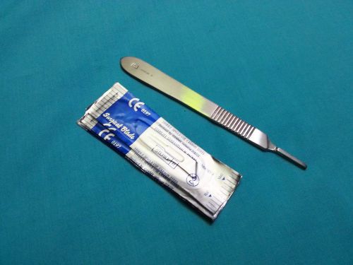 1 STAINLESS STEEL SCALPEL KNIFE HANDLE #3+10 PCS STERILE SCALPEL BLADES # 10 #12