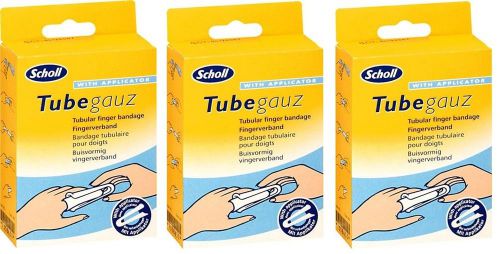 3 x SCHOLL TUBEGAUZ COMPLETE WITH APPLICATOR - FINGER &amp; TOE BANDAGE DRESSING