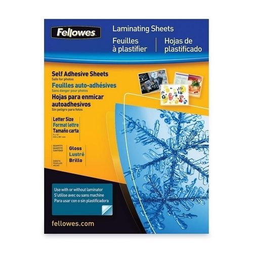 Fellowes 5221502 laminating sheet self-adhesive 9-1/4inx12in 50/pk clear for sale