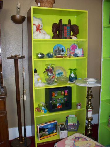 Tall Bookshelf Display Shelving, Wood Grain + FRESH SHABBY CHIC ENAMEL FINISH